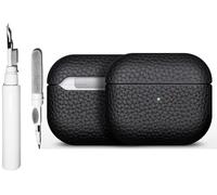 Genuine Leather Case Compatible with AirPods 4 / with Active Noise Cancellation, Authentic Pebble Leather, Retro Luxurious Shockproof Wireless Charging Cover with Cleaning Kit