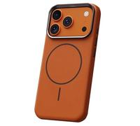 Genuine Leather Case For IPhone 17/17Air/17Pro/17Pro Max, Scratch Resistant Ultra-Slim Case, Magnetic Lens Protection Fashion Cover(Orange,17 Pro)
