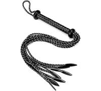 Genuine Leather Cat-O'-Nine-Tails Whip, Handwoven, 60cm Long with Willow-Leaf Tail, 15cm Hangable, High-End Equestrian Whip, Suitable for Both Training and Collecting (b)