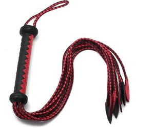 Genuine Leather Cat-O'-Nine-Tails Whip, Handwoven, 60cm Long with Willow-Leaf Tail, 15cm Hangable, High-End Equestrian Whip, Suitable for Both Training and Collecting (a)