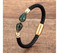 Genuine Leather Charms Bracelets For Women ic Clasp Simple Natural Stone Bracelet Bangle
