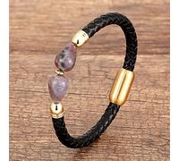 Genuine Leather Charms Bracelets For Women ic Clasp Simple Natural Stone Bracelet Bangle
