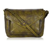 Genuine Leather Classic Flapover Crossbody Purse for Women Small Cute Tote/Bag green Size: M