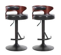 Genuine Leather Counter Island Chair Set of 2 with back Barstools swivel Adjustable Stool Counter Height Bar Stools, Black Metal Legs, Suitable for Home Bars, Bistros, Kitche
