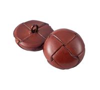 Genuine Leather Covered Buttons, Decorative Metal Buttons for Coats and Jackets, 15mm-25mm, 5pcs in Black and Brown(Brown,18mm)