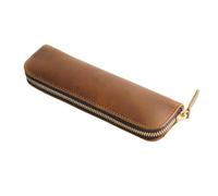 Genuine Leather Crazy Horse Leather Cosmetic Bag Handmade Storage(Brown)