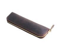 Genuine Leather Crazy Horse Leather Cosmetic Bag Handmade Storage(Coffee)