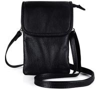 Genuine Leather Crossbody Phone Bag for Women - Slim 3-Compartment Purse with Detachable Strap, Fits Phones Up to 6.5 Inch