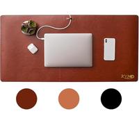 Genuine Leather Desk Mat - Smooth & Durable Cowhide Leather Mat, Scratch & Water Resistant, 2mm Thick, Luxury Workspace Protector (Dark Brown)