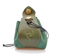 Genuine Leather Dice Bag - Tray, Dragon Themed DND Gift, Drawstring Pouch for Runes or Travel Medicine