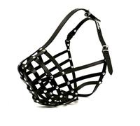 Genuine Leather Dog Muzzle for American Bully & XL Bully, Breathable Basket Design for Biting & Chewing, Adjustable Secure Fit for Pitbull, Mastiff & Broad Snouts (Black Leather, AB2)