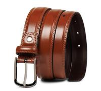 Genuine Leather Dress Belt 30mm/ 1.18” Wide| Single Prong Buckle- Classic Belt for Suits Work Business and Casual -Style EX30 (TAN, 38-40" Waist (125cm/49”Strap))