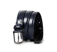 Genuine Leather Dress Belt 30mm/ 1.18” Wide| Single Prong Buckle- Classic Belt for Suits Work Business and Casual -Style EX30 (BLUE, 38-40" Waist (125cm/49”Strap))