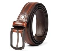 Genuine Leather Dress Belt 30mm/1.18” Wide| Single Prong Buckle- Classic Belt for Suits Work Business Casual-Style EX5412 (BURNT UMBER, 38-40" Waist (125cm/49”Strap))