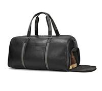 Genuine Leather Duffel | Men's Genuine Leather Travel Bags | Travel Overnight Weekend Leather Bag | Sports Gym Duffel for Men (9428TW Black)