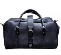 Genuine Leather Duffle Bag, Classic Grey Weekend Holdall with Adjustable Strap, Spacious Travel Bag for Gym & Business Trips