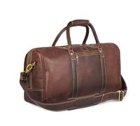 Genuine Leather Duffle Bag for Men & Women - Stylish Travel Weekender Bag with Shoulder Strap - Overnight, Gym, or Carry-On Luggage Bag - Mulburry Brown