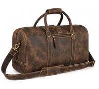 Genuine Leather Duffle Bag for Men & Women - Stylish Travel Weekender Bag with Shoulder Strap - Overnight, Gym, or Carry-On Luggage Bag - Vintage Brown