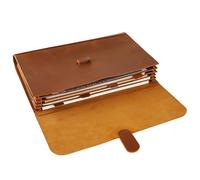 Genuine Leather File Folder, Accordian File Organizer, Leather Document Holder Resume Folio for Men & Women - Brown