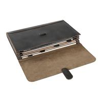 Genuine Leather File Folder, Accordian File Organizer, Leather Document Holder Resume Folio for Men & Women - Grey