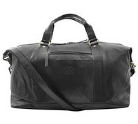 Genuine Leather Holdall Black Travel Bag Weekend Duffle Sports Gym Cabin Bag - Reno