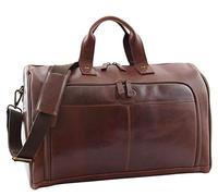 Genuine Leather Holdall Cross Body Large Size Weekend Travel Duffle HL015 Brown