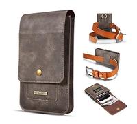 Genuine Leather Holster Pouch Compatible with iPhone 15 14 13 12 11 Pro,XS,X,11,XR, Compatible with Galaxy S23,S22,S20 Belt Wallet Case with Clip +Card Slot, Dual Layer Universal Waist Pouch Travel (