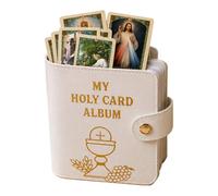 Genuine Leather Holy Card Holder - Compact Catholic Prayer Card Wallet for Church & Daily Prayer, Pocket Prayer Card Organizer with Snap Closure, 40 Sheets Devotional Card Case (White, No Card)