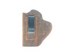Genuine Leather IWB Gun Holster for Glock 19 42 43X, Ruger LCP LC9S Security 9 Max 9, Taurus G2 G2C G3C GX4, Springfield Hellcat XD, Sig P365 (Flower Brown - Left Hand Draw (Inside the Waistband) 1)