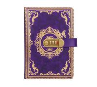 Genuine Leather Journal with Lock - Vintage A5 Diary for Women & Teens,Flower Embossed Cover, 200 Lined Pages,Gift for Birthdays or Christmas (Purple)
