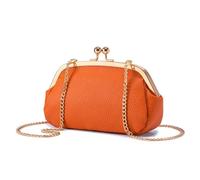 Genuine Leather Kiss-Lock Shoulder Bag Women's Chain Bag Evening Bag Clutch Bag