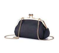 Genuine Leather Kiss-Lock Shoulder Bag Women's Chain Bag Evening Bag Clutch Bag