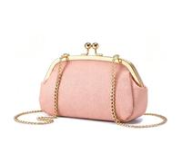 Genuine Leather Kiss-Lock Shoulder Bag Women's Chain Bag Evening Bag Clutch Bag