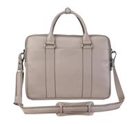 Genuine Leather Laptop Bag for Men - Slim 14” Business Briefcase - Full Grain Cowhide Office Work & Travel Case with Adjustable Strap, Compartments & Gunmetal Hardware