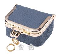 Genuine Leather Min-i Jewelry Box | Small Ring Earring Jewelry Organizer Bag | Soft Leather Coin Purse | Small Travel Jewelry Cas with Kiss Lock for Women Girls