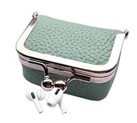 Genuine Leather Min-i Jewelry Box | Small Ring Earring Jewelry Organizer Bag | Soft Leather Coin Purse | Small Travel Jewelry Cas with Kiss Lock for Women Girls