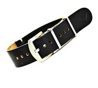 Genuine Leather NATO Watch strap Military Style Replacement Band Choice of Color of the rings and Size 18mm, 20mm, 22mm, 24mm, 26mm (silver, 24mm)