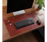 Genuine Leather Office Desk Pad, Large Mouse Mat for Gaming, Non-Slip Laptop Writing Pad, No Stitched Line(Brown,100x50cm)