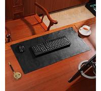 Genuine Leather Office Desk Pad, Large Mouse Mat for Gaming, Non-Slip Laptop Writing Pad, No Stitched Line(Black,90x40cm)