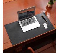 Genuine Leather Office Desk Pad, Large Mouse Mat for Gaming, Non-Slip Laptop Writing Pad, with Stitched Line(Black,100x40cm)