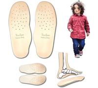 Genuine Leather Orthotic Insoles for Kids with Arch Support and Latex Heel Booster - Italian Product - Anti Odor Leather Insole Sweat Proof Flat Feet