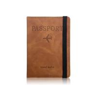 Genuine Leather Passport Holder - Slim Water-Resistant Document Cover Case with Secure Shielding, Portable ID Organizer for Travel Essentials, Brown, 15*11.1cm/5.91*4.37in, Modern
