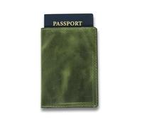 Genuine Leather Passport Wallet for Women or Men - Handmade - Full-Grain Leather Passport Holder, Deep Green, Classic