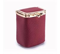 Genuine Leather Pattern Coin Purse High-End Lipstick Storage, Leather Purse Pouch Accessories and Golden Kiss-Lock Coin Purse Bag, Built-in Mirror (Red)