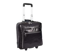 Genuine Leather Pilot Case with Wheels Telescopic Handle for Business Travel Bag Sussex (Black)