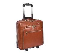 Genuine Leather Pilot Case with Wheels Telescopic Handle for Business Travel Bag Sussex (Tan)