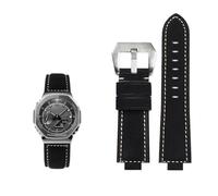 Genuine leather Pin buckle Watchstrap Fit for Casio G-SHOCK GA-2100/GM2100/GM-110/GA110/DW5600(Black silver)
