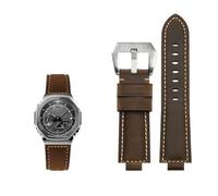 Genuine leather Pin buckle Watchstrap Fit for Casio G-SHOCK GA-2100/GM2100/GM-110/GA110/DW5600(Dark brown silver)