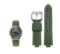 Genuine leather Pin buckle Watchstrap Fit for Casio G-SHOCK GA-2100/GM2100/GM-110/GA110/DW5600(Green silver)