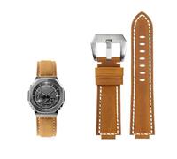 Genuine leather Pin buckle Watchstrap Fit for Casio G-SHOCK GA-2100/GM2100/GM-110/GA110/DW5600(Khaki silver)